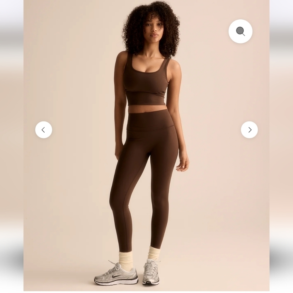 Vehla Leggings And Crop Top Set Choc Size L Brand New Activewear Pilates